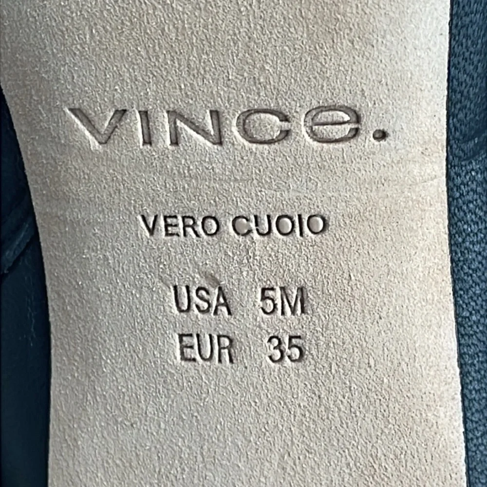 New Vince Floris Leather Boot Mid Calf Black Low Heel Everyday Sz 5